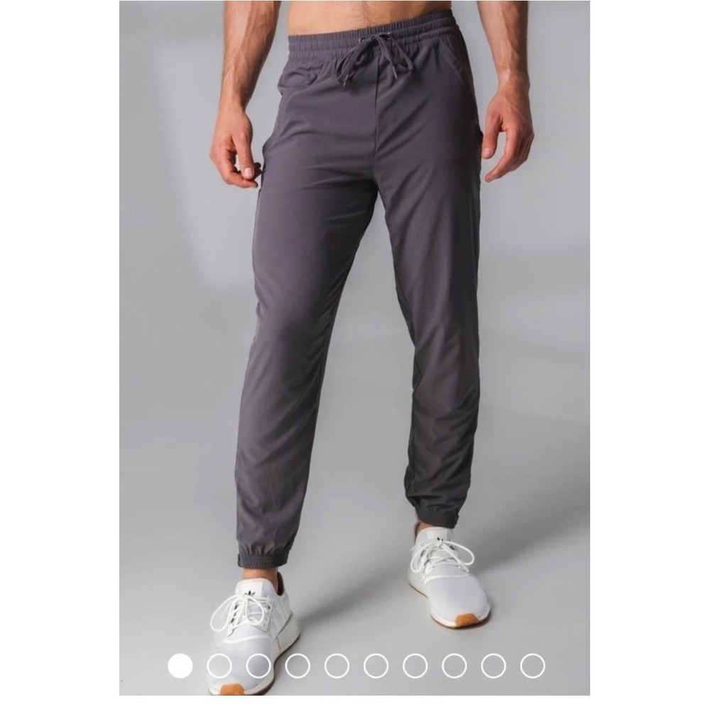 Vitality Mens Prime Jogger Pants Concrete Grey Stretch Ankle Zip Size M